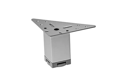GedoTec Moderner Möbelfüße höhen-Verstellbarer - Marie | Höhe 70 mm | Metall Sofa-Fuß mit Regulierschraube | Schrankfuß Chrom matt | 1 Stück - Design Sockelfüße Silber mit Dreieck-Anschraubplatte