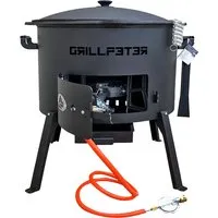 Grillpeter Holzkohlegrill Utschak Nurlan Ø50 Set Kazan 22L mit Gasbrenner - Grills und Zubehör für das perfekte BBQ, inklusive hochwertigem Gusseisen-Kazan für optimale Hitzeverteilung und langlebige Qualität.