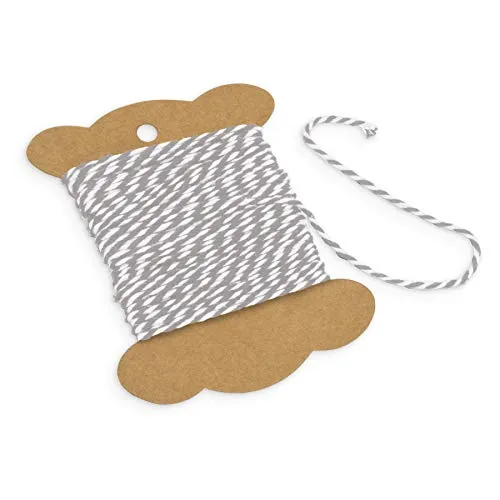 itenga Dekogarn Bastelschnur Kordel Bakers Twine Geschenkband Baumwollschnur Dekokordel für Gastgeschenke Adventskalender Geschenkverpackungen (10 m x 2 mm) (Grau/Weiß)
