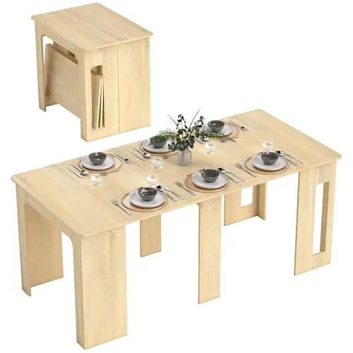 HOMCOM Ausziehbarer Esstisch 60-180x85cm für 6 Personen - Moderner Esszimmertisch mit elegantem Holzdesign, platzsparend und flexibel ausziehbar für gemeinsame Mahlzeiten. Ideal für Wohnzimmer, Esszimmer und Küche.