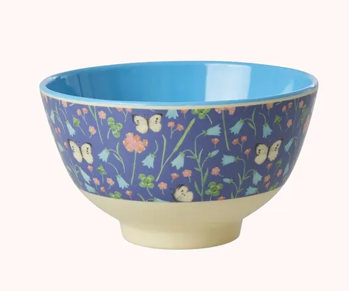 RICE: Kleine Two Tone Schüssel aus Melamin Butterfly Field Print