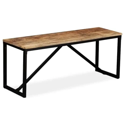 vidaXL Sitzbank aus massivem Mangoholz 110 x 35 x 45 cm - Sitzbank im industriellen Stil aus massivem Mangoholz, einzigartig durch individuelle Holzmaserungen und stabile Stahlbeine – ideal für ein zeitloses Zuhause.