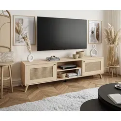TV-Schrank VIENNA 3D mit Wiener Flechtwerk in Puccini-Eiche - Eleganter TV-Schrank VIENNA 3D mit stilvollem Wiener Geflecht. Ideal für jedes Wohnzimmer, vereint Funktionalität und zeitloses Design. Perfekt für die Aufbewahrung von Audiogeräten und mehr.