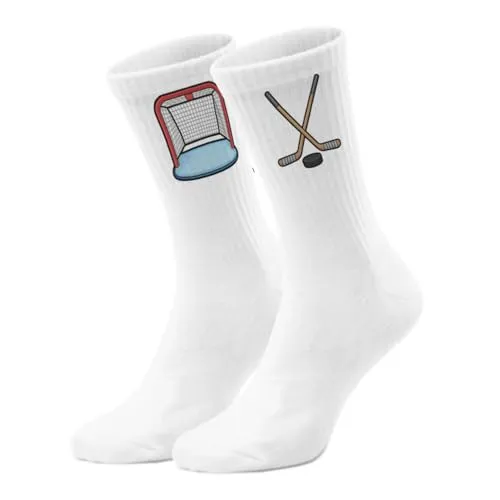 epicsocks Icehockey Dream Puck ins Tor Socken in 42-46 im Paar Lustige SportSocken in 42-46 für Eishockeyfans mit Spruch