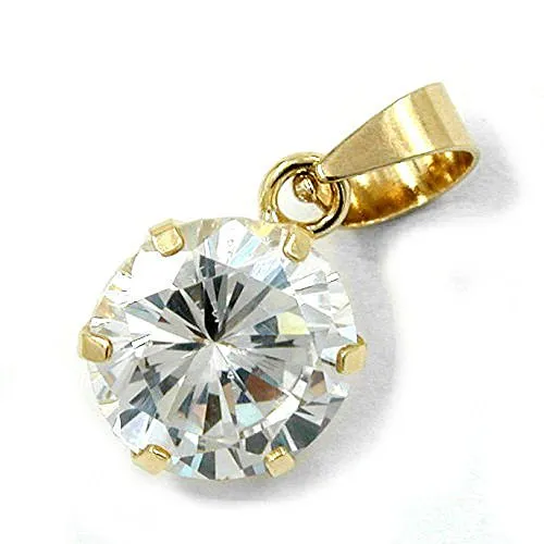 Goldanhänger Unisex Kettenanhänger Anhänger für Halskette großer Zirkonia aus 375 9 kt Gold 10 x 8 mm inkl. Schmuckbox