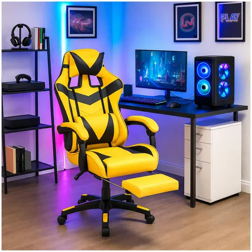 HTI-Living Ergonomischer Gaming Stuhl Racing-Design Gelb-Schwarz