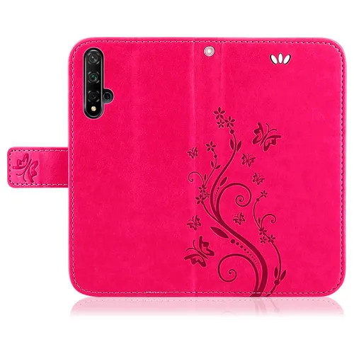 Handy Tasche Huawei Nova 5T Handyhülle Schutz Flip Cover Buch Case Etui Pink