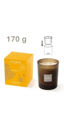 Esteban Duftkerze Ambre 180g, Echtwachskerze aus Pflanzenwachs