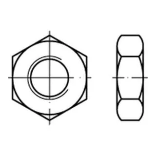 Flache Sechskantmuttern M22 Edelstahl A4 - Hochwertige DIN 936 Sechskantmuttern aus rostfreiem Edelstahl A4, ideal für langlebige Verbindungen in feuchten Umgebungen. Schlüsselweite 34mm, leicht und robust.