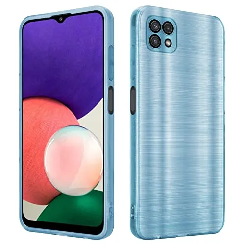 Cadorabo Hülle kompatibel mit Samsung Galaxy A22 5G Schutzhülle TPU Silikon Case Brushed Design mit Kameraschutz Slim Kratzfest Weiche Gummi mit Rundumschutz Case Hülle für Galaxy A22 5G in Türkis