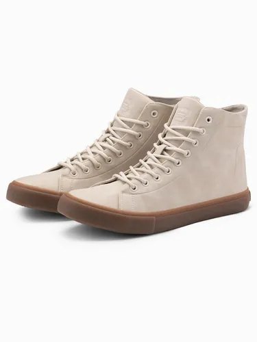 OMBRE Knöchelhohe Herren-Turnschuhe mit Gummisohle - Weiß - Größe 45 - Moderne Herren-Turnschuhe aus Öko-Wildleder in Größe 45. Die Gummisohle sorgt für hohen Tragekomfort und eine lässige Optik.