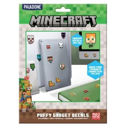 Minecraft Offiziell lizenzierte Puffy Gadget-Aufkleber, Laptop- und Handyhüllen-Aufkleber für Jungen und Mädchen, Creeper, Steve, TNT-Gamer-Geschenk, Overworld-Aufkleber für alle Altersgruppen