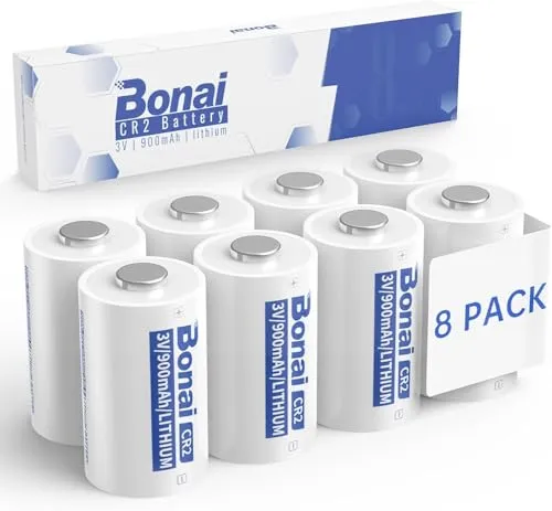 BONAI CR2 3V Lithium Batterien 900mAh 8 Stück Nicht Wiederaufladbar Auslaufsicher CR 2 Batterie Hohe Leistung für Kameras, Rauchmelder, Foto blitze, Alarmanlagen und Vieles Mehr
