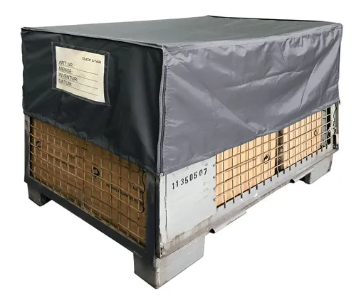 Quick Star Regenschutzplane für Gitterboxen 125x85x50cm - Wetterfeste Abdeckhaube aus strapazierfähigem Polyester mit PVC-Beschichtung, versiegelten Nähten und praktischem Kordelzug für sicheren Halt.