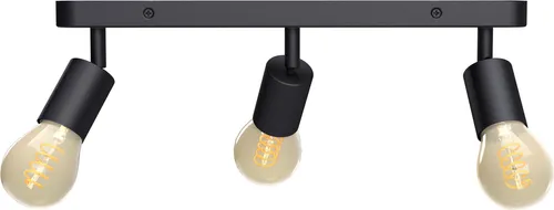 linovum AWORA Deckenlampe E27 3 flammig schwarz - Deckenleuchte mit dimmbaren Retro LED Birnen in Bernsteinoptik, ideal für eine gemütliche Atmosphäre in jedem Raum.