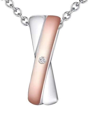 Rafaela Donata Damen Halskette mit Anhänger - Ketten für Damen, aus 925/- Sterling Silber, bicolor rosevergoldet/silber, mit 0,01 Karat Diamant, inklusive hochwertiger Schmuckbox.