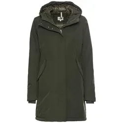 camel active Damen Funktionsmantel mit Kapuze Grün - Funktionsjacke für Damen, wasserabweisend und winddicht, ideal für Outdoor-Aktivitäten. Mit praktischen Seitentaschen und verstellbarer Kapuze.
