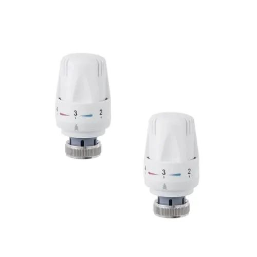 Lokatall Thermostat-Heizkörperventil, TRV M30 x 1,5, universelle Temperaturregelung für Heimbüro, Weiß, 2 Stück
