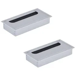 HOOZ Kabelkanal für Schreibtisch, Arbeitsplatten und sonstige Möbel im Büro & Zuhause (Set, 2-St., 16cm), Kabelmanagement silberfarben 16 cm | Rechteckig, eckig | 8 cm x 16 cm x 2.5 cm