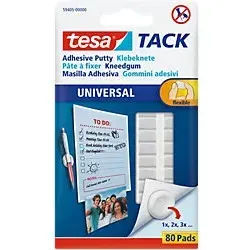 tesa TACK UNIVERSAL Klebeknete 1,0 x 0,8 cm - 80 Stück, flexible Lösung für sauberes Anbringen von Bildern und Notizen ohne Rückstände