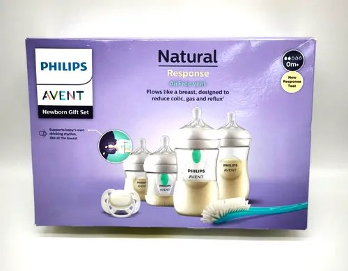 Philips Avent Babyflaschen Geschenkset mit AirFree Ventil - Babyflaschen-Set für Neugeborene mit 4 Flaschen, ultra soft Schnuller und Flaschenbürste. Das AirFree Ventil sorgt für weniger Luft im Bauch Ihres Babys und ein angenehmes Trinkerlebnis.