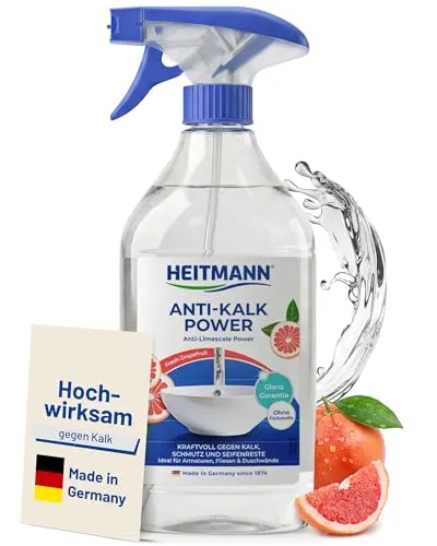 HEITMANN Anti-Kalk Power 500 ml | Starker Entkalker für Bad & Küche | Entfernt als Badreiniger Kalk, Schmutz & Seifenreste | Putzmittel für Armaturen, Fliesen & Oberflächen