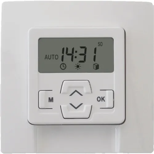 RADEMACHER Zeitschaltuhr SpeedTimer weiss mit Abdeckrahmen - Zeitschaltuhr für Rollläden, ermöglicht präzise Zeitsteuerung und erhöht den Komfort in Ihrem Zuhause.