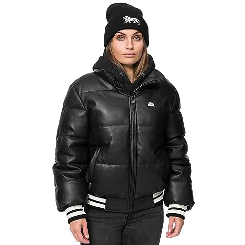 Lonsdale Frauen Winterjacke HYBREASAL Black/White L, 117510 - Funktionsjacke aus Kunstleder mit trendiger Passform, ideal für kalte Tage, ausgestattet mit durchgehendem Reißverschluss und praktischen Eingriffstaschen.