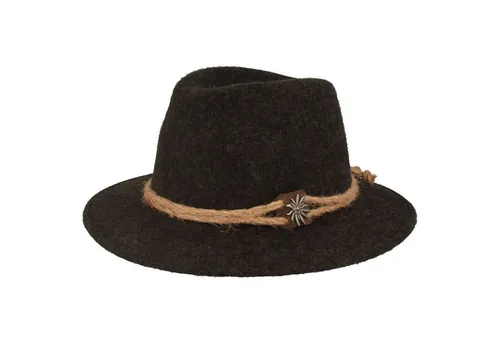 Breiter Trachtenhut Traveller Tiroler-Art grau 60 - Caps & Hüte, stilvoller Traveller Hut aus 100% Wolle mit breiter Krempe für einen authentischen Trachten-Look.