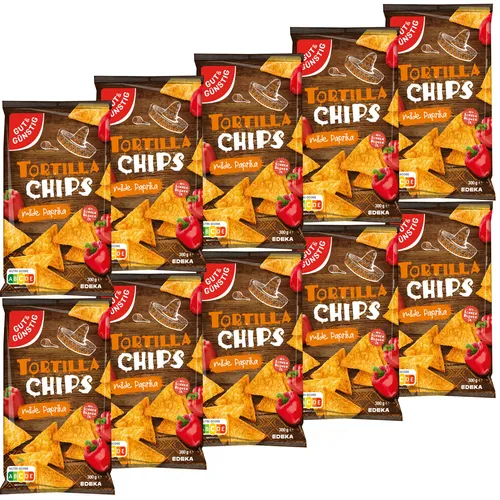 Gut&Günstig Tortillachips Mais-Chips mit Paprikageschmack VPE 10x300g Packung