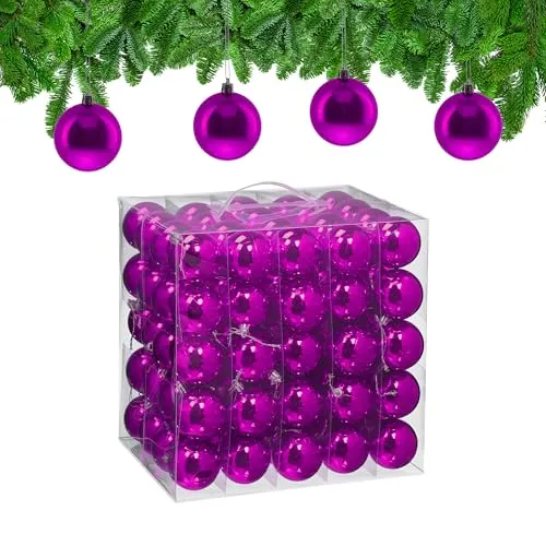 relaxdays Weihnachtsbaumkugel Set 100 St, Pink - Weihnachtskugeln im 100er Set für festlichen Baumschmuck, glänzende Oberfläche und einfache Aufhängung mit Bändchen, inklusive praktischer Aufbewahrungsbox.