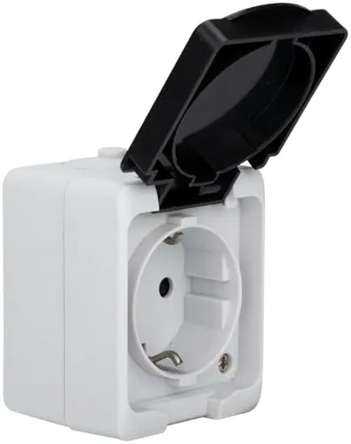 revolt Wandsteckdosen: Feuchtraum-Aufputzsteckdose, IP54, Berührungsschutz, schwarz