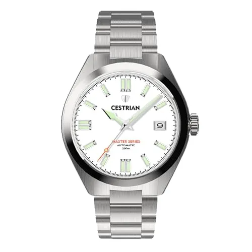 Cestrian Master Series weißes Zifferblatt Stahlarmband automatische Herrenuhr