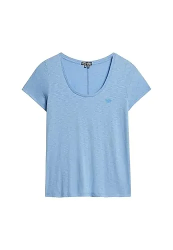 Superdry Damen Studios T-Shirt mit tiefem Ausschnitt, Glockenblume 42 - Stylisches T-Shirt mit schmaler Passform und tiefem Ausschnitt für einen figurbetonten Look – perfekt für trendbewusste Frauen.