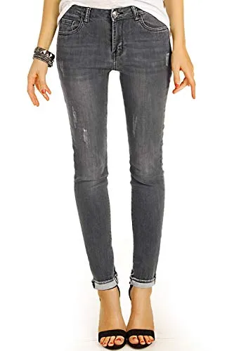 BE STYLED Damenjeans Antiform High Waist Tapered Fit Röhrenjeans Skinny Lange Stretch Hose j21L S