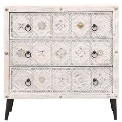 Boho Möbel Sideboard Kommode Vaqui 80cm - Elegante Kommode Vaqui aus massivem Holz, handgefertigt und kunstvoll gestaltet. Ideal als praktische Aufbewahrungslösung im Schlafzimmer oder Flur, bringt sie Stil und Ordnung in Ihr Zuhause.