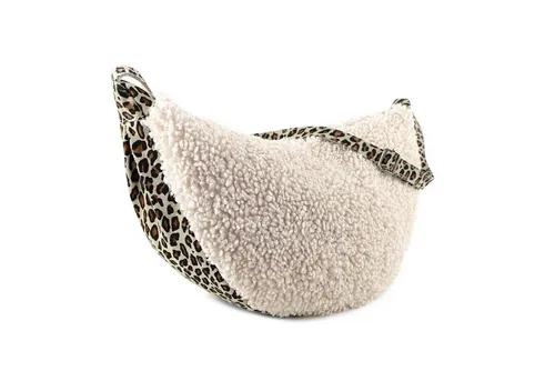 ITALYSHOP24 Schultertasche Made in Italy Damen Teddy Fell Tasche Leo Muster Cross Over Body Bag, Umhängetasche Brusttasche Handytasche Gürteltasche Animal Print Plüsch