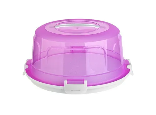 Engelland Kuchentransportbox mit Griff, Deckel und 4-fach Klick-Verschluss, rund, Kunststoff, (36,50 cm x H 17,50 cm, BPA-frei), spülmaschinengeeignet, lebensmittelecht, Stückeinteilungshilfe