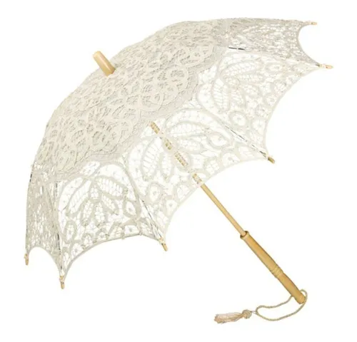 von Lilienfeld Vivienne Hochzeitsschirm mit Spitze - Romantischer Stockschirm mit Battenburg Spitze, ideal als Brautschirm oder für festliche Anlässe. Charmantes Design und Sonnenschutz für ein zauberhaftes Flair.