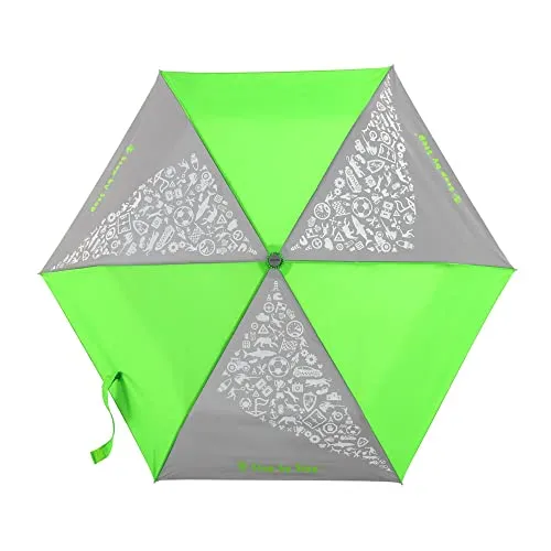 Step by Step Regenschirm Neon Green für Kinder - Stockschirme mit NEON FABRIC, reflektierendem Print für bessere Sichtbarkeit und ultraleichtem Aluminium-Gestänge. Inklusive Tasche und Handschlaufe für praktischen Einsatz.