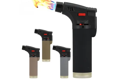 CEPEWA Feuerzeug Jet Feuerzeug 4er Set Soft Touch 4 Farben 6,5x12x3cm ABS nachfüllbar