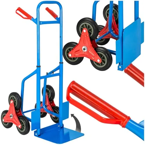 tectake® Sackkarre Treppensteiger - Gartenarbeit: Robuste Treppenkarre mit sternförmigen Rädern für mühelosen Transport von Möbeln und Kartons, bis 100 kg belastbar und klappbar für einfache Handhabung.