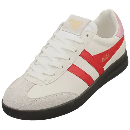 Gola Cyclone Fashion-Sneaker Weiß Rot Damen - 40 EU - Stylische Damen Sneaker in Weiß und Rot, aus hochwertigem Leder, ideal für den Alltag und Berufskleidung. Komfortabel mit Gummisohle für besten Halt.