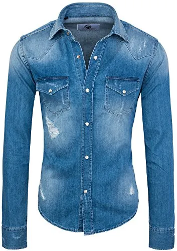 Rock Creek Jeanshemd Herren - Hellblau RC-013 - Freizeithemden - Cooles, legere Jeans Design von Rock Creek für einen stylischen Look im Alltag.