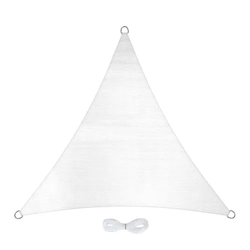 Jardinion Sonnensegel Dreieck 3×3×3 m Weiß - 95% Schattierung, luftdurchlässiges Schattennetz HDPE 180 g/m², Schattiernetz mit Ösen & 6 m Seil, 97,5% UV-Schutz Terrasse/Garten