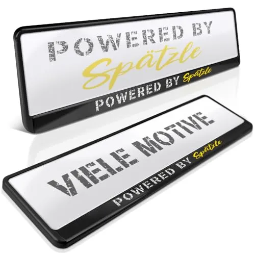 schildEVO 2 Kennzeichenhalter | Baden WÜRTTEMBERG 05 | Powered by Spätzle | BaWü | Ländle | Schwaben | Nummernschildhalter | Kennzeichenrahmen | Auto PKW Kfz | DHL-Versand