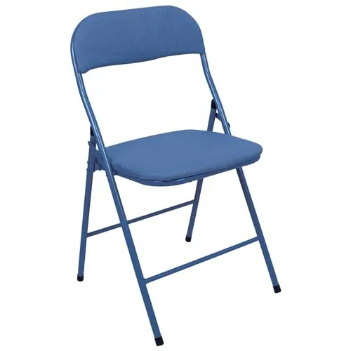 Harbour Housewares 1x Blau Stoff Gepolstert Klappstuhl aus Metall