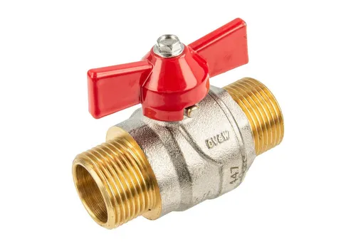 Tecuro - Kugelhahn, Beidseitig Außengewinde G 1/2 Zoll (dn 15) Flügelgriff, Messing Vernickelt