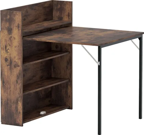 Klappbarer Esstisch mit Ablage, Industriestil, platzsparend, 80 x 90 x 93 cm