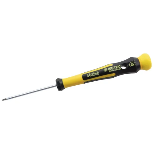 WETEC Schlitz-Präzisionsschraubendreher ESD 3,0x75 mm - Präzisionsschraubendreher mit ESD-Schutz für sicheres Arbeiten, Klingenbreite 3,0 mm und Gesamtlänge 175 mm. Ideal für elektronische Anwendungen und präzisen Einsatz.